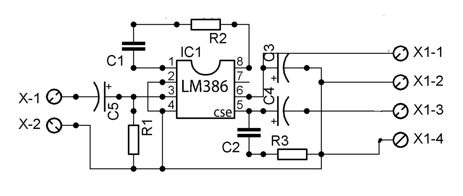 Power amplifier circuit on LM386
